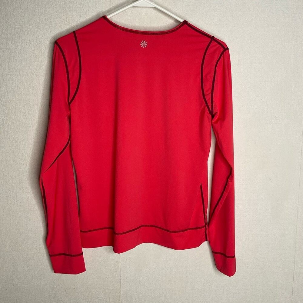 Athleta Shirt Womens Size M/L Coral Rash Guard Kangaroo Pocket UPF Swim Surf Top - Picture 8 of 11